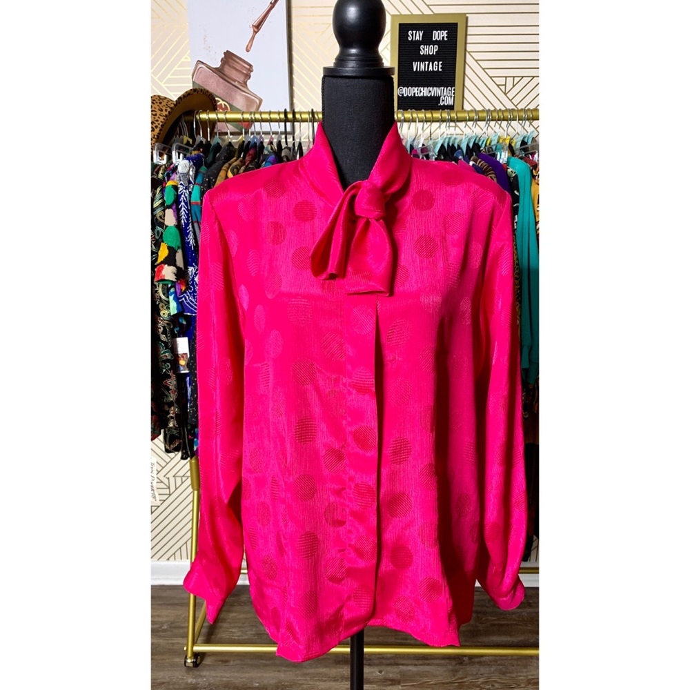 Yves St. Clair Pink Polka Long Sleeve Top